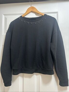 Topshop PETITE Black Stud-Embellished Crewneck Sweater